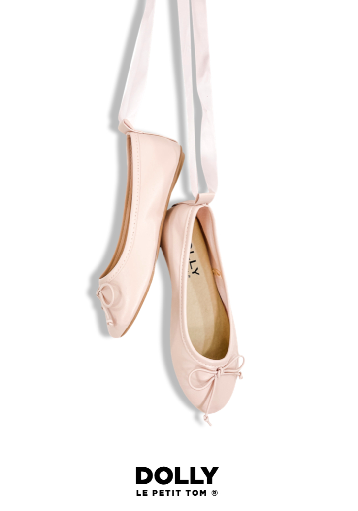 DOLLY by Le Petit Tom ® CLASSIC BALLERINAS WITH LACE UP RIBBONS Dollypink