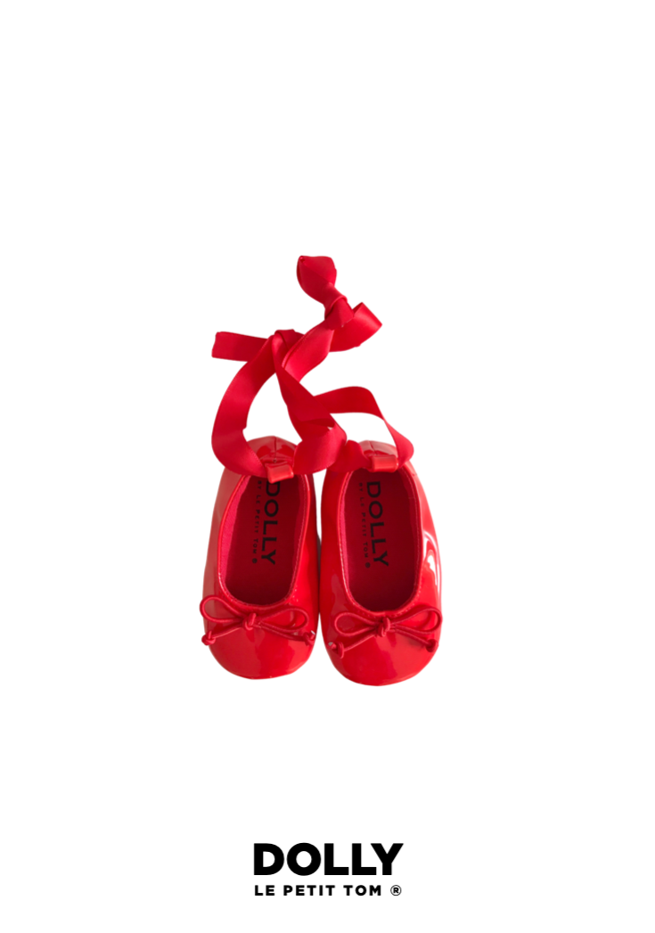 Red ballet shoes with ribbons discount