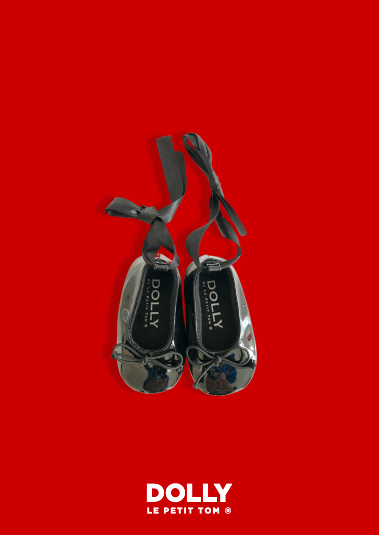 DOLLY by Le Petit Tom ® BAILARINAS BEBÉ CON CINTAS negro