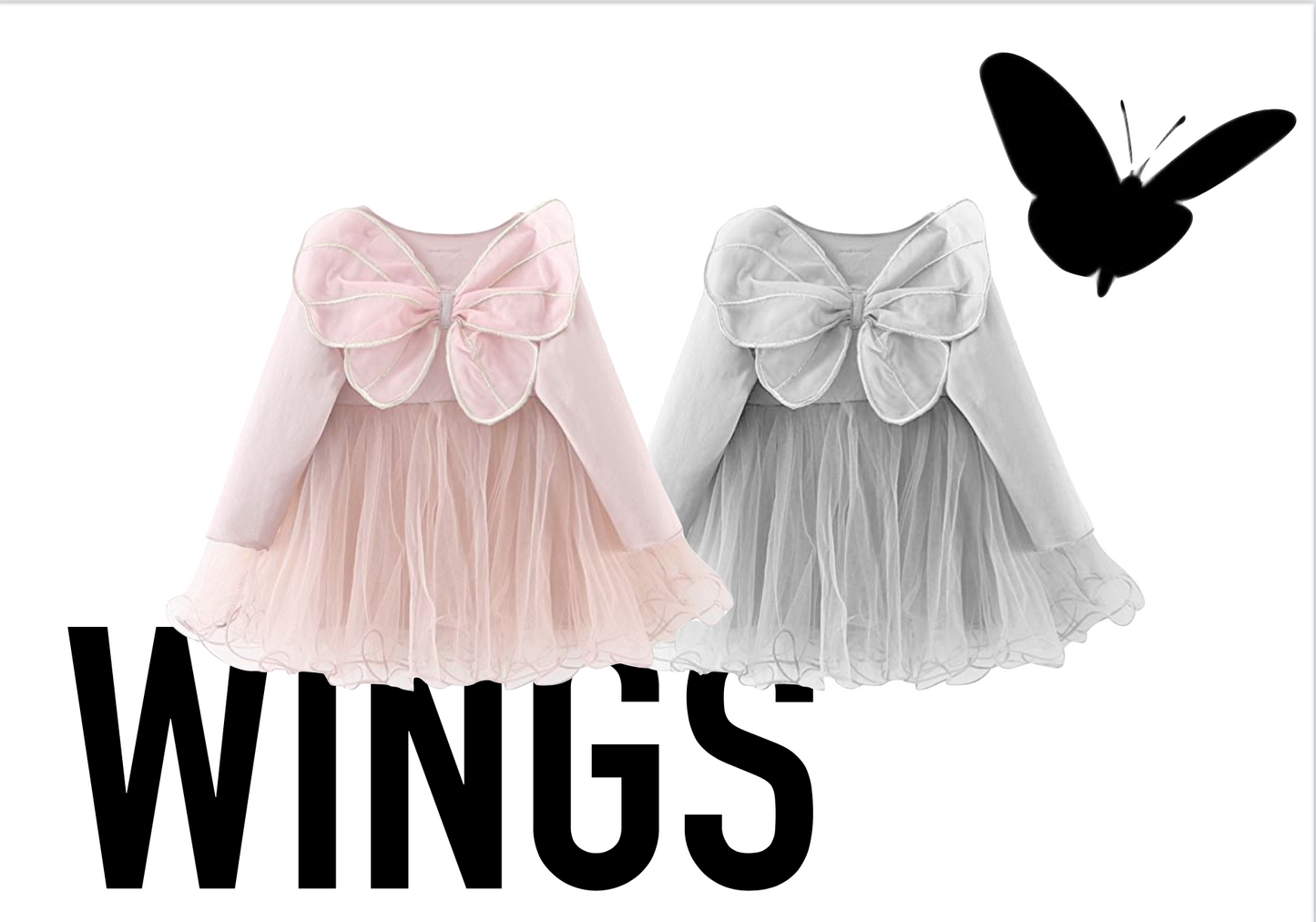 VESTIDO CON TUTÚ ALAS DE MARIPOSA DOLLY by Le Petit Tom ® rosa