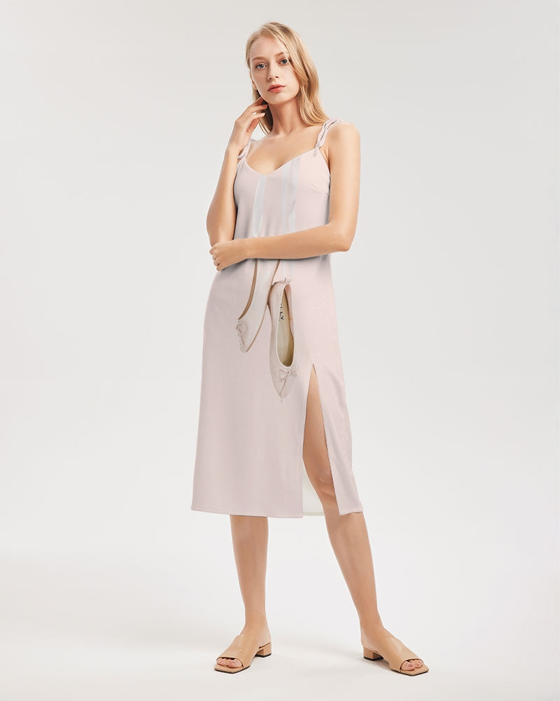 DOLLY PINK BALLERINAS Women's Tie Strap Split Dress dollypink