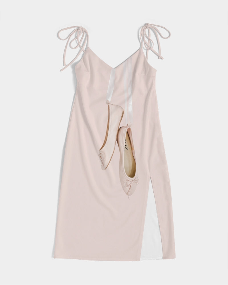 DOLLY PINK BALLERINAS Women's Tie Strap Split Dress dollypink