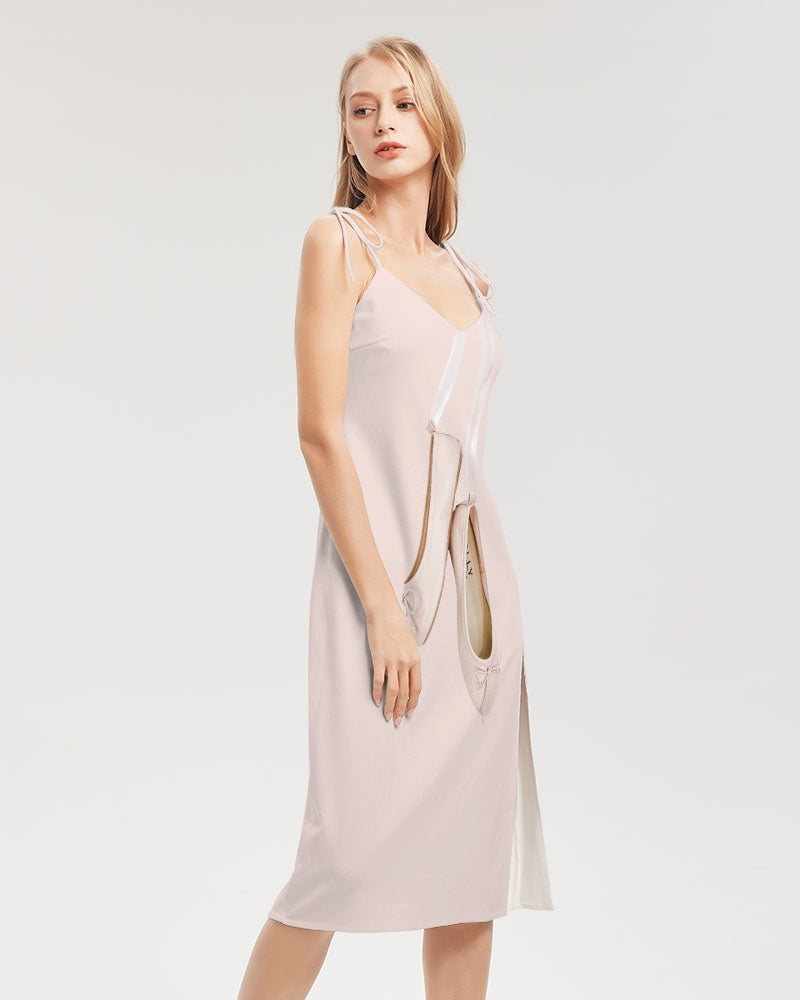 DOLLY PINK BALLERINAS Women's Tie Strap Split Dress dollypink