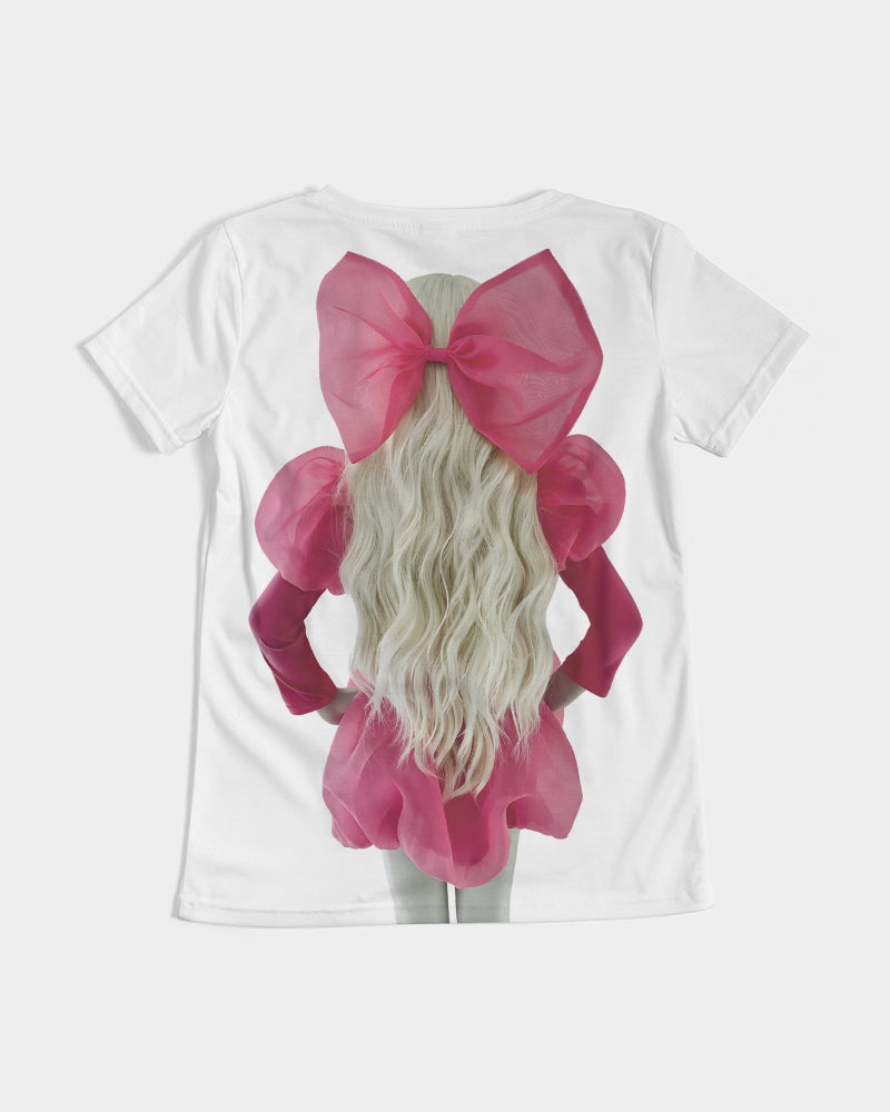 DOLLY WORLD MANNEQUIN BOW Women's V-Neck Tee