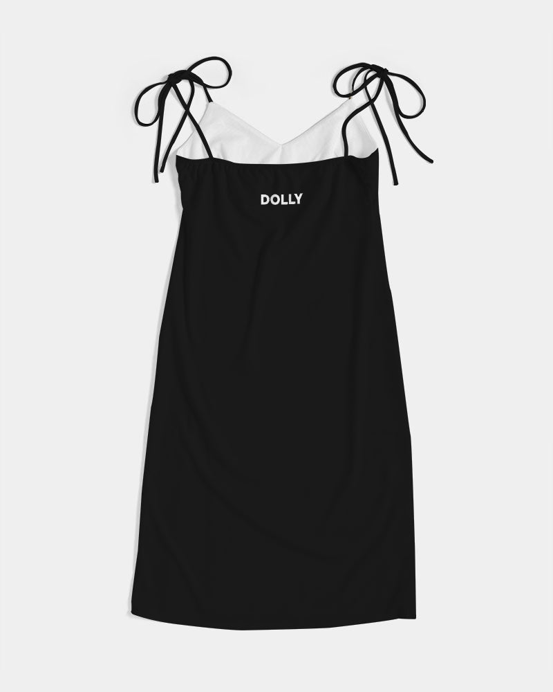 DOLLY GOLD BALLERINAS Women's Tie Strap Split Dress black
