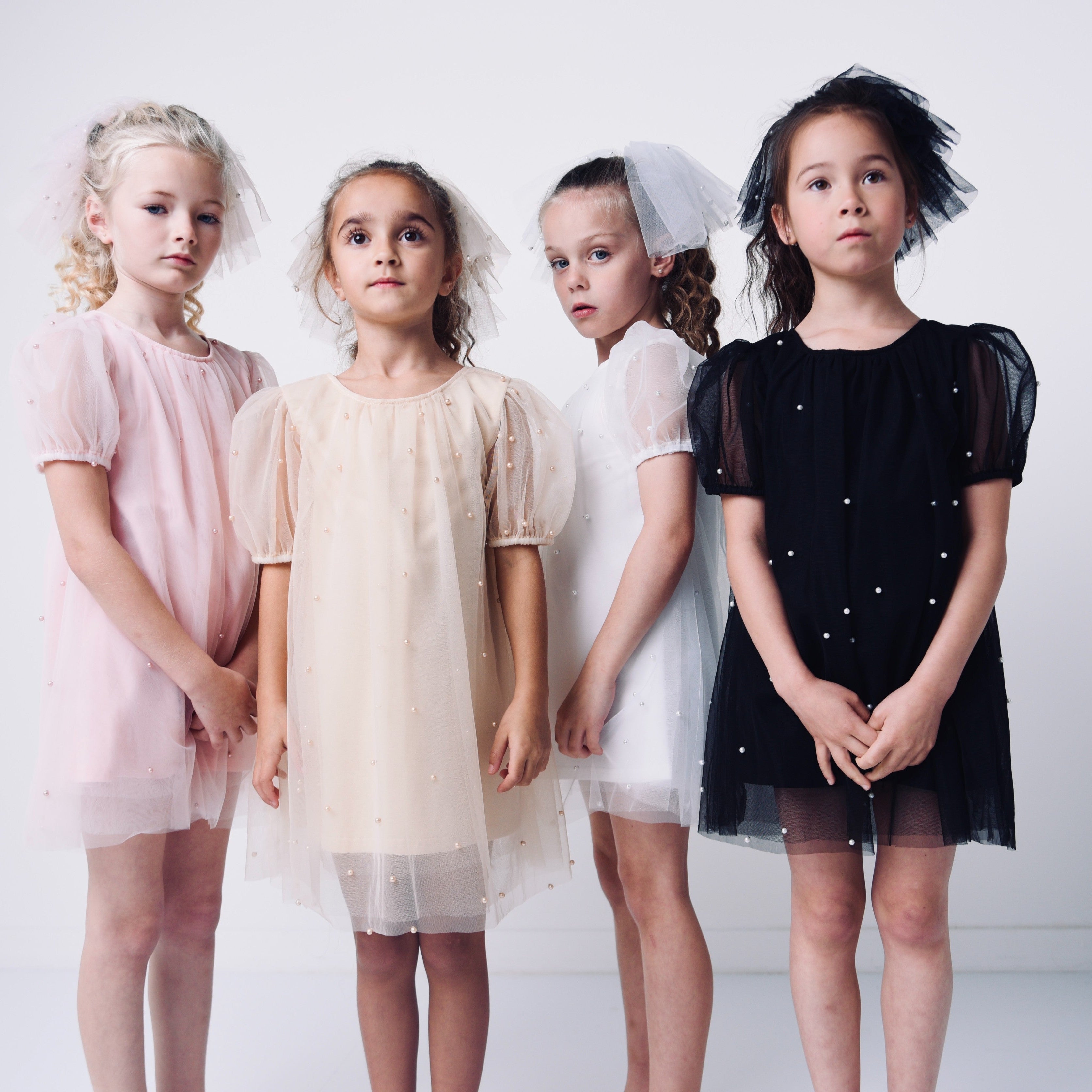 DOLLY® PEARL TULLE PUFF A-LINE DRESS black ⚪