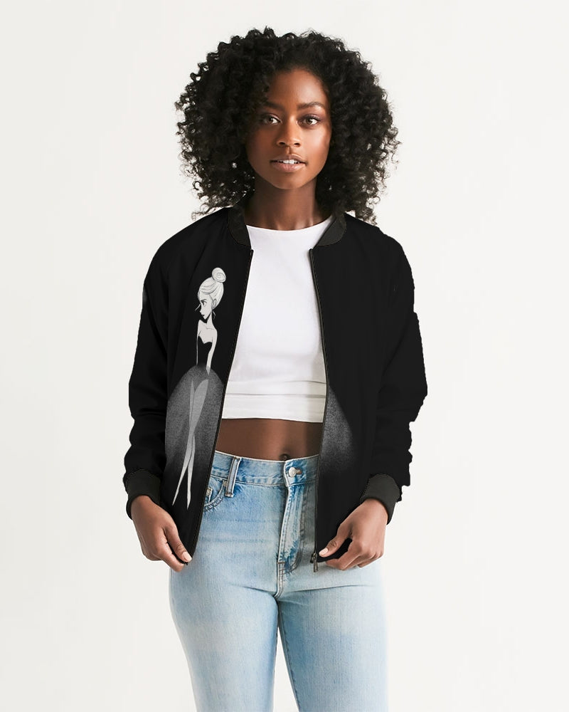 DOLLY DOODLING Ballerina Black Women's Bomber Jacket