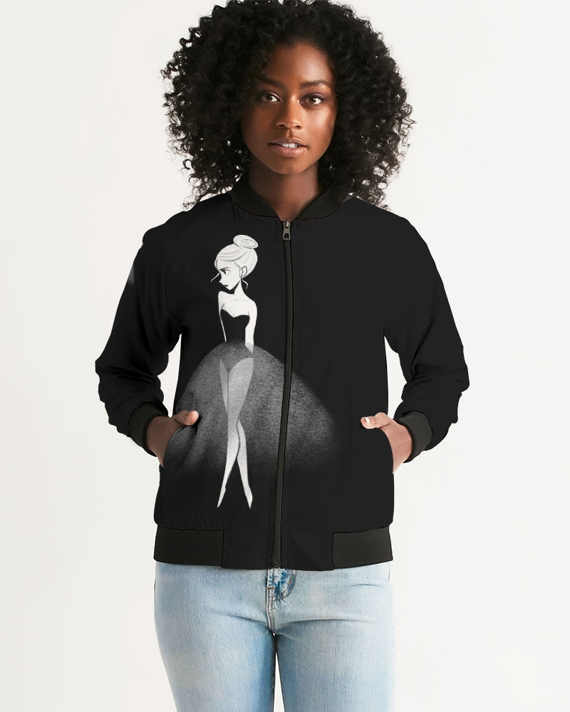 DOLLY DOODLING Ballerina Black Women's Bomber Jacket