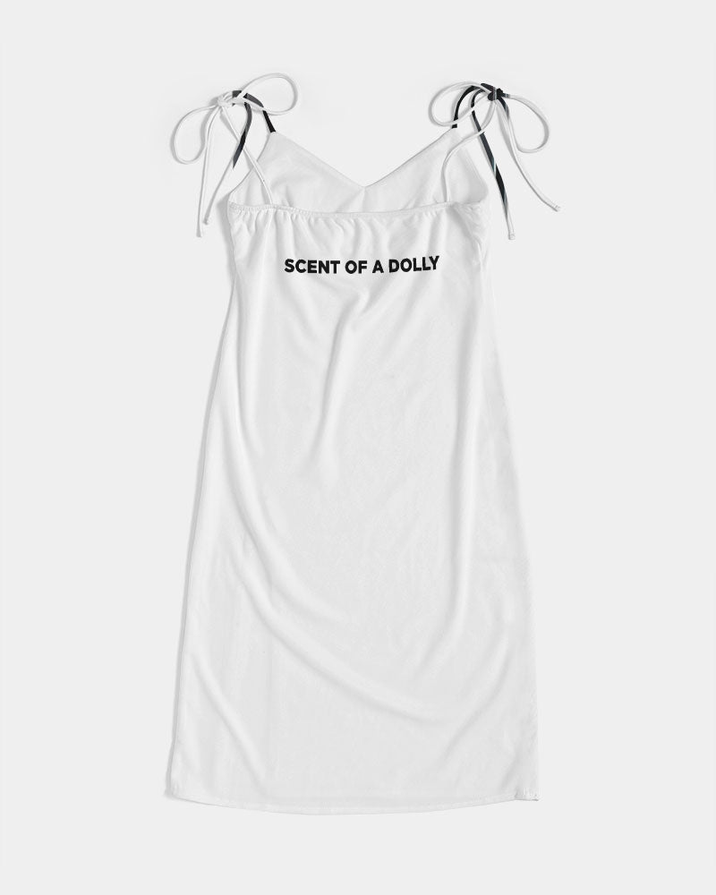 DOLLY BLACK PERFUME BOTTLE Women's Tie Strap Split Dress white