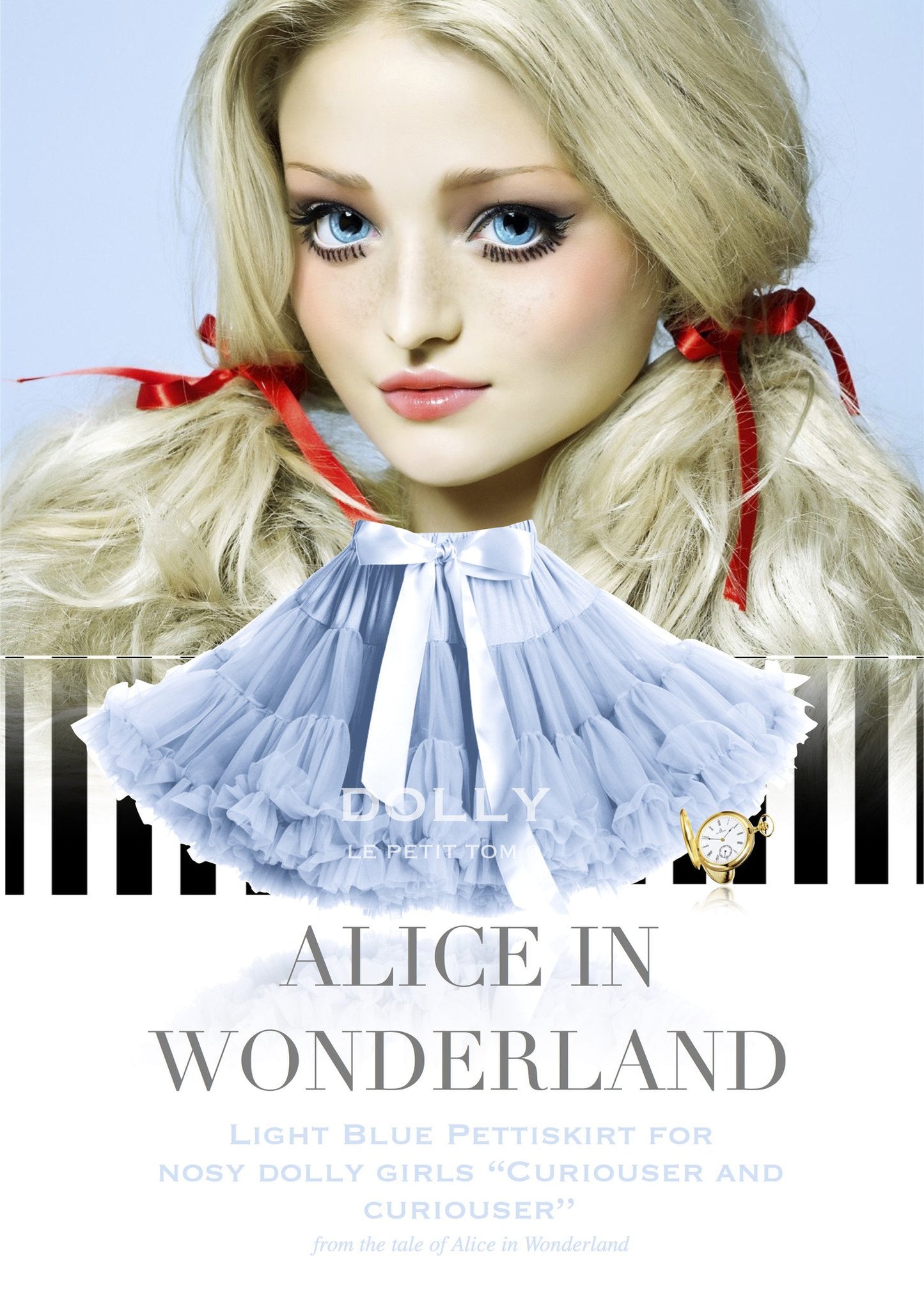 DOLLY by Le Petit Tom ® ALICE IN WONDERLAND pettiskirt light blue - DOLLY by Le Petit Tom ®