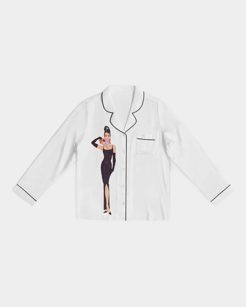 DOLLY® BUBBLEGUM BREAKFAST - Audrey Hepburn DOLLY's icon Women's Satin Long Sleeve Pajama Top