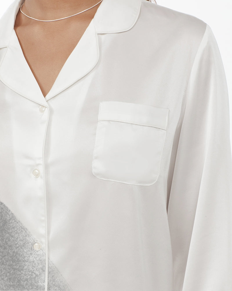 DOLLY® Doodling Ballerina Women's Satin Long Sleeve Pajama Top