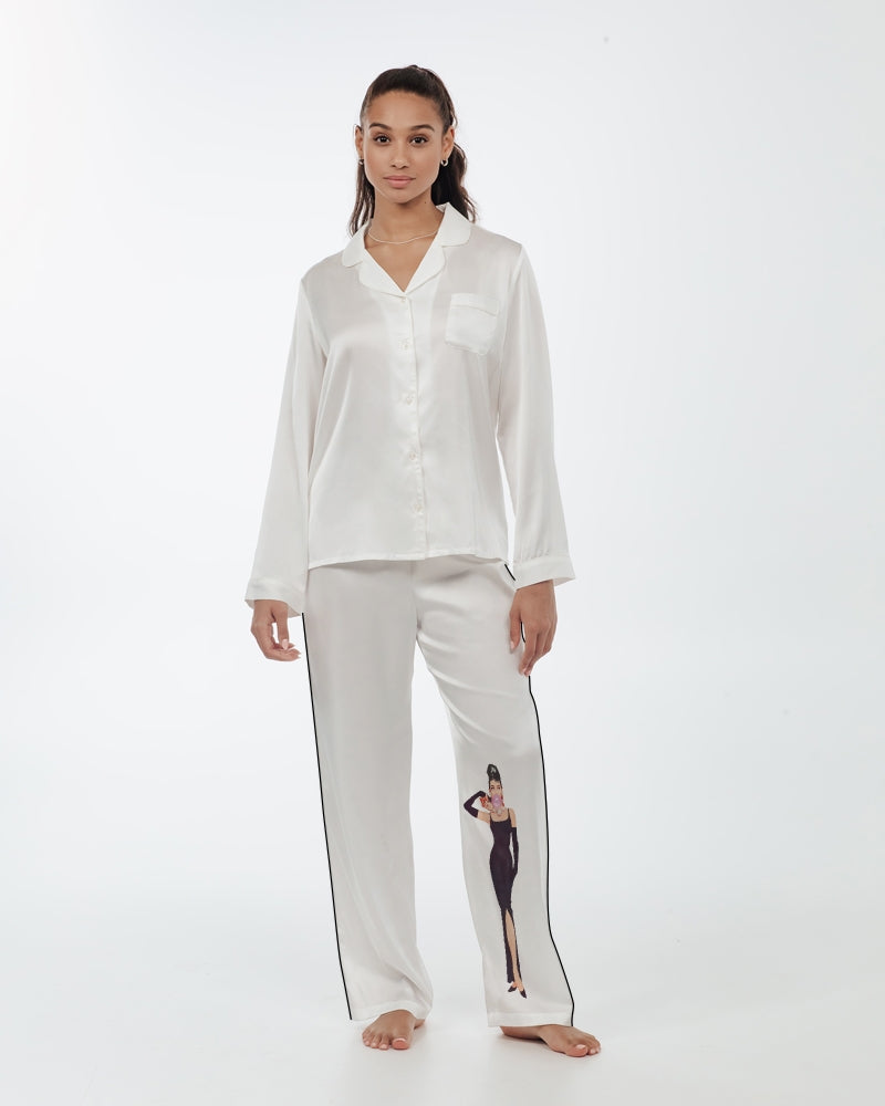 DOLLY® BUBBLEGUM BREAKFAST - Audrey Hepburn DOLLY's icon Women's Satin Pajama Pants