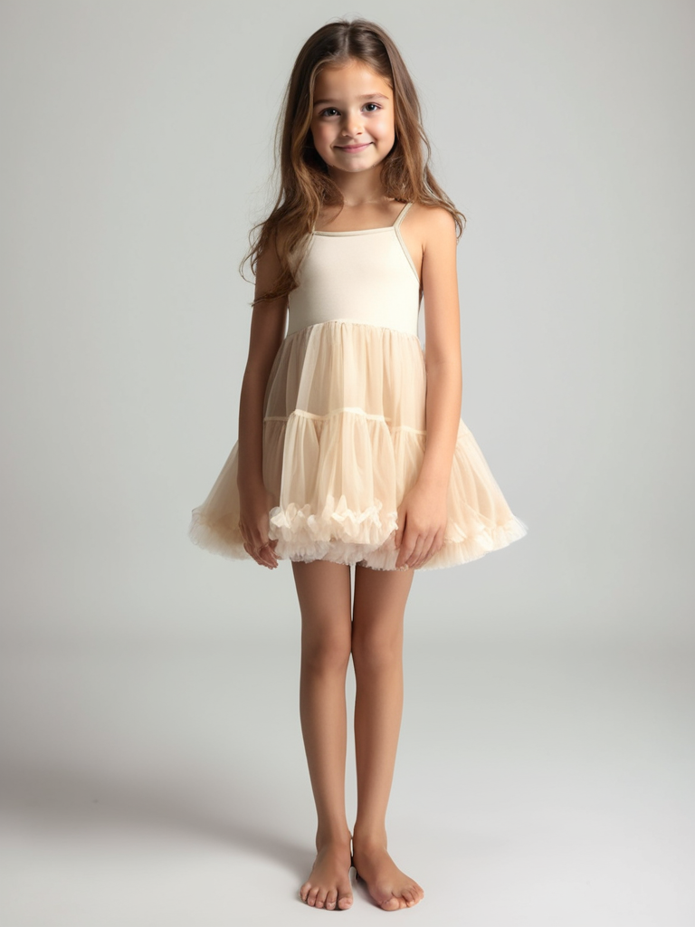 DOLLY PETTI SPAGHETTI PETTISKIRT TUTU DRESS cream