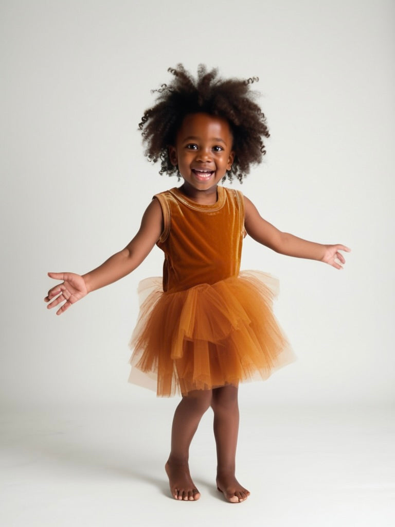 DOLLY TIMELESS VELVET TUTU DRESS caramel