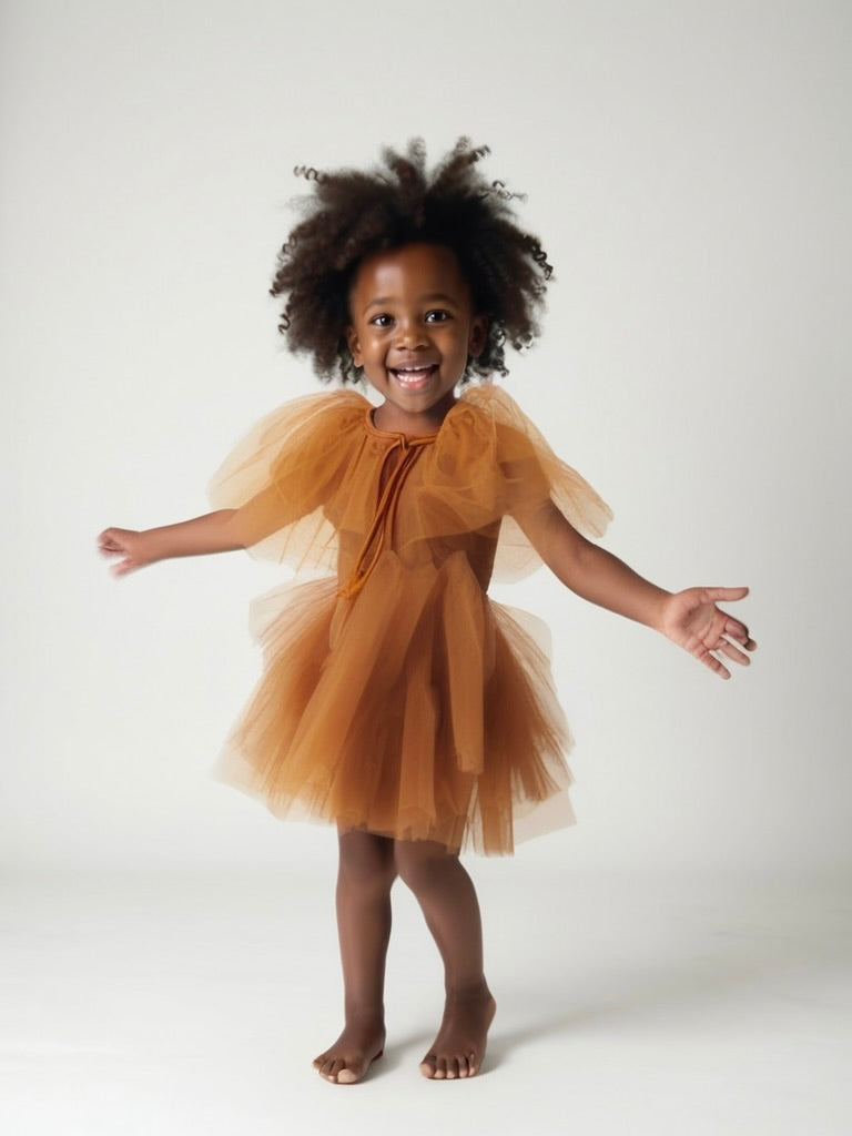 DOLLY TULLE CAPE  caramel
