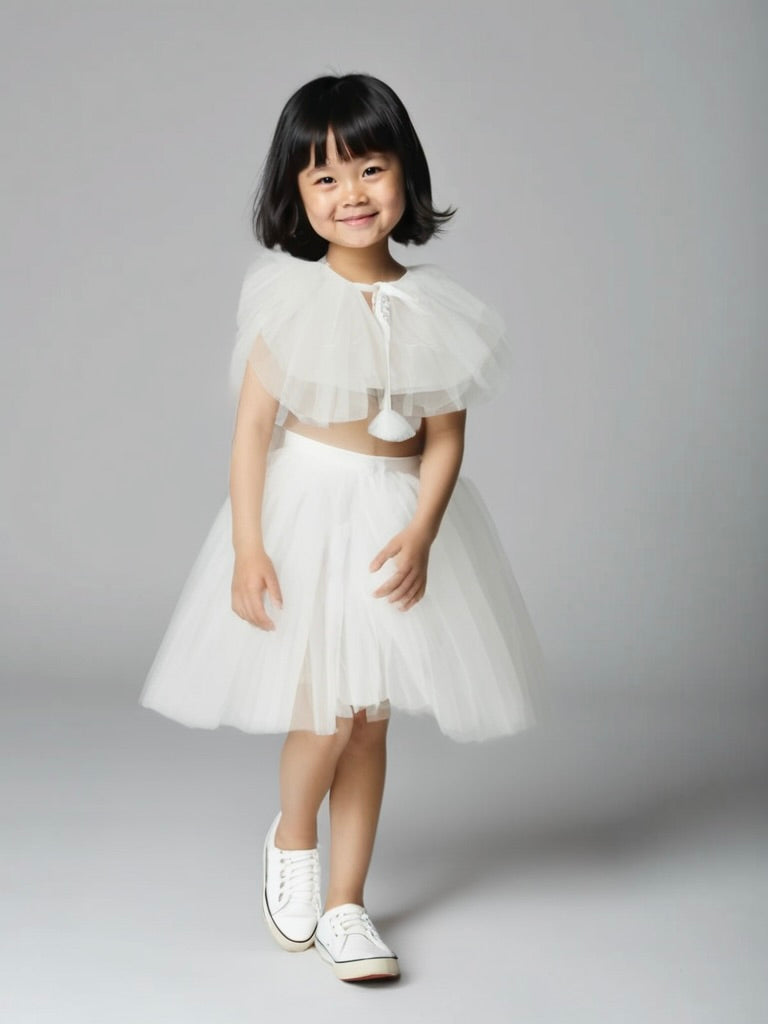 DOLLY TULLE CAPE  white