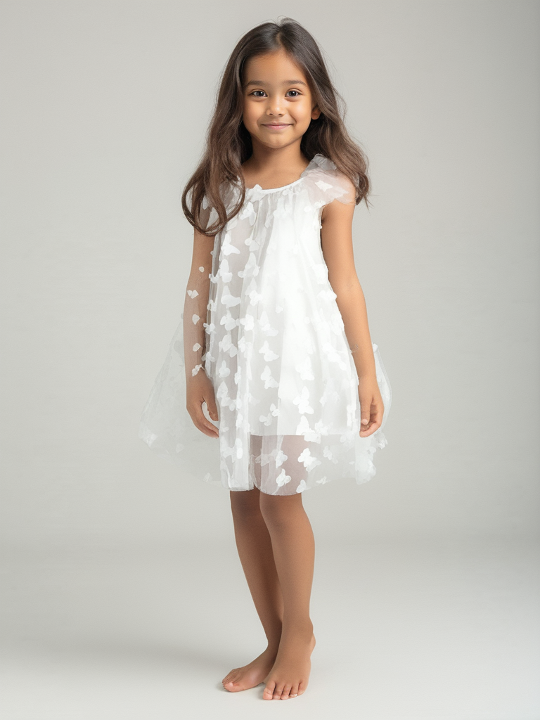 DOLLY ALLOVER BUTTERFLIES FAIRY TUTU DRESS white