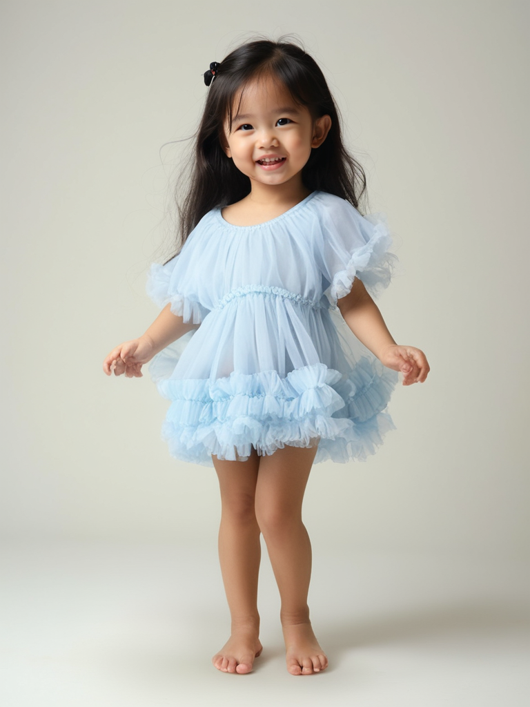 DOLLY by Le Petit Tom ® FRILLY DRESS light blue