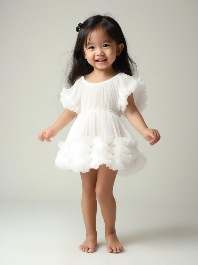 DOLLY by Le Petit Tom ® FRILLY DRESS off-white