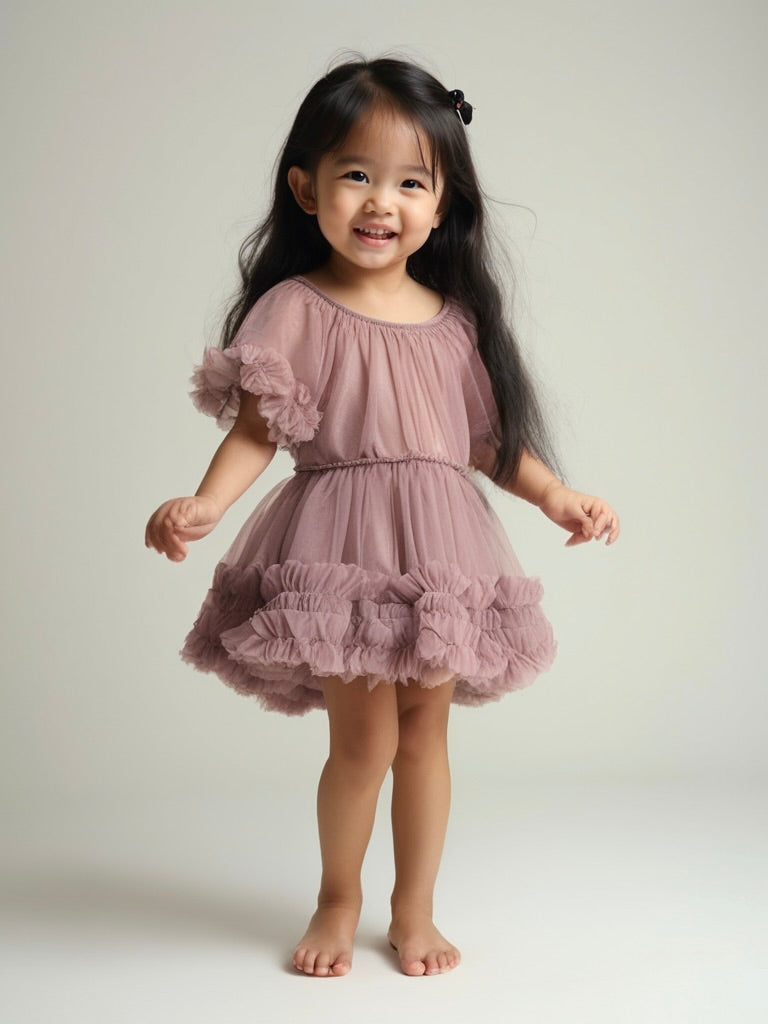 DOLLY by Le Petit Tom ® FRILLY DRESS mauve