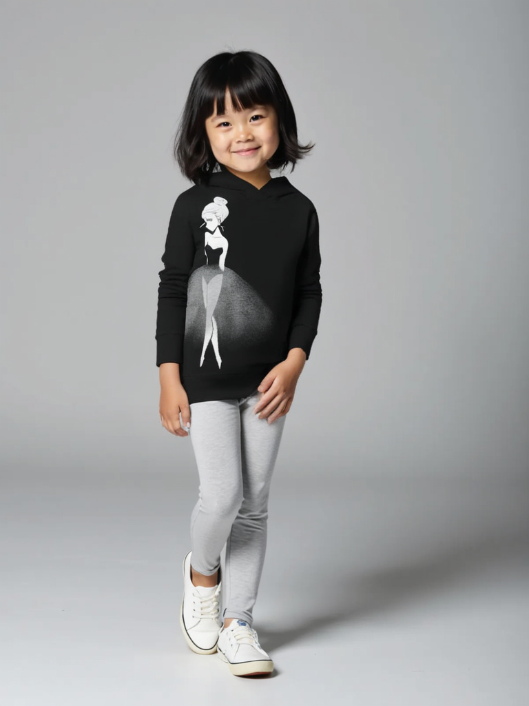 DOLLY DOODLING Ballerina Black Kids Hoodie