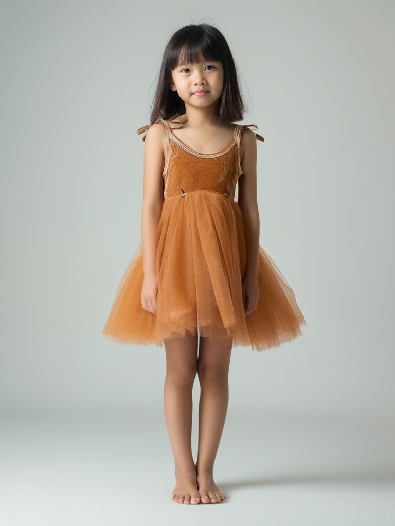 DOLLY VELVET COSMIC STRINGS TUTU DRESS caramel