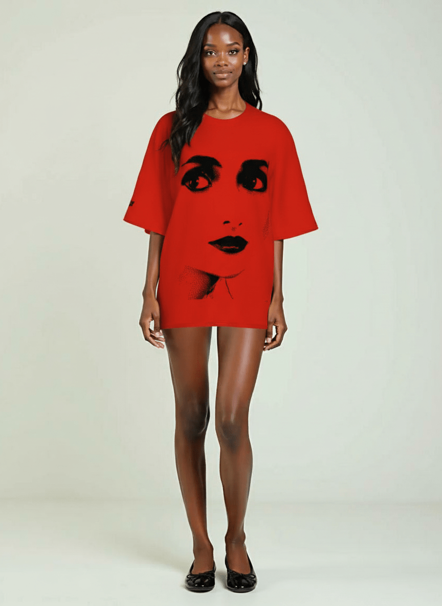DOLLY Face Red Black Crewneck Short Sleeve
