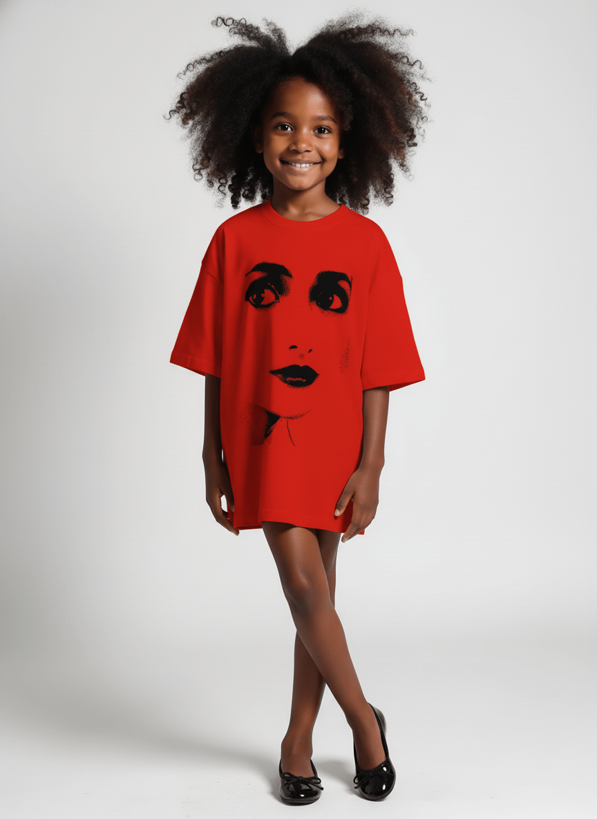 DOLLY Face Red Black Crewneck Short Sleeve