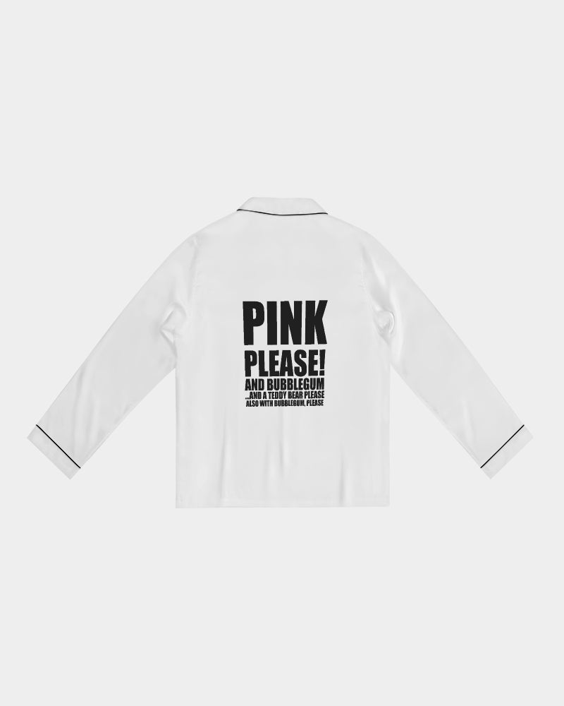 DOLLY® TEDDY BEAR BUBBLEGUM Women's Satin Long Sleeve Pajama Top