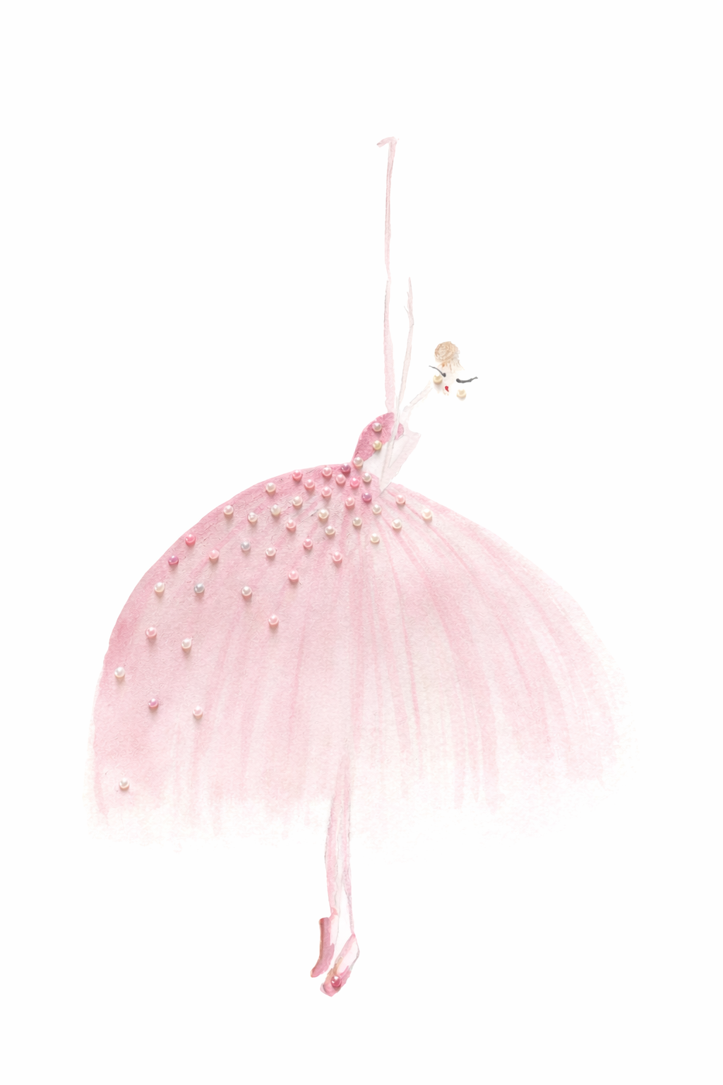 DOLLY Pink Pearl Ballerina Watercolor Art Print