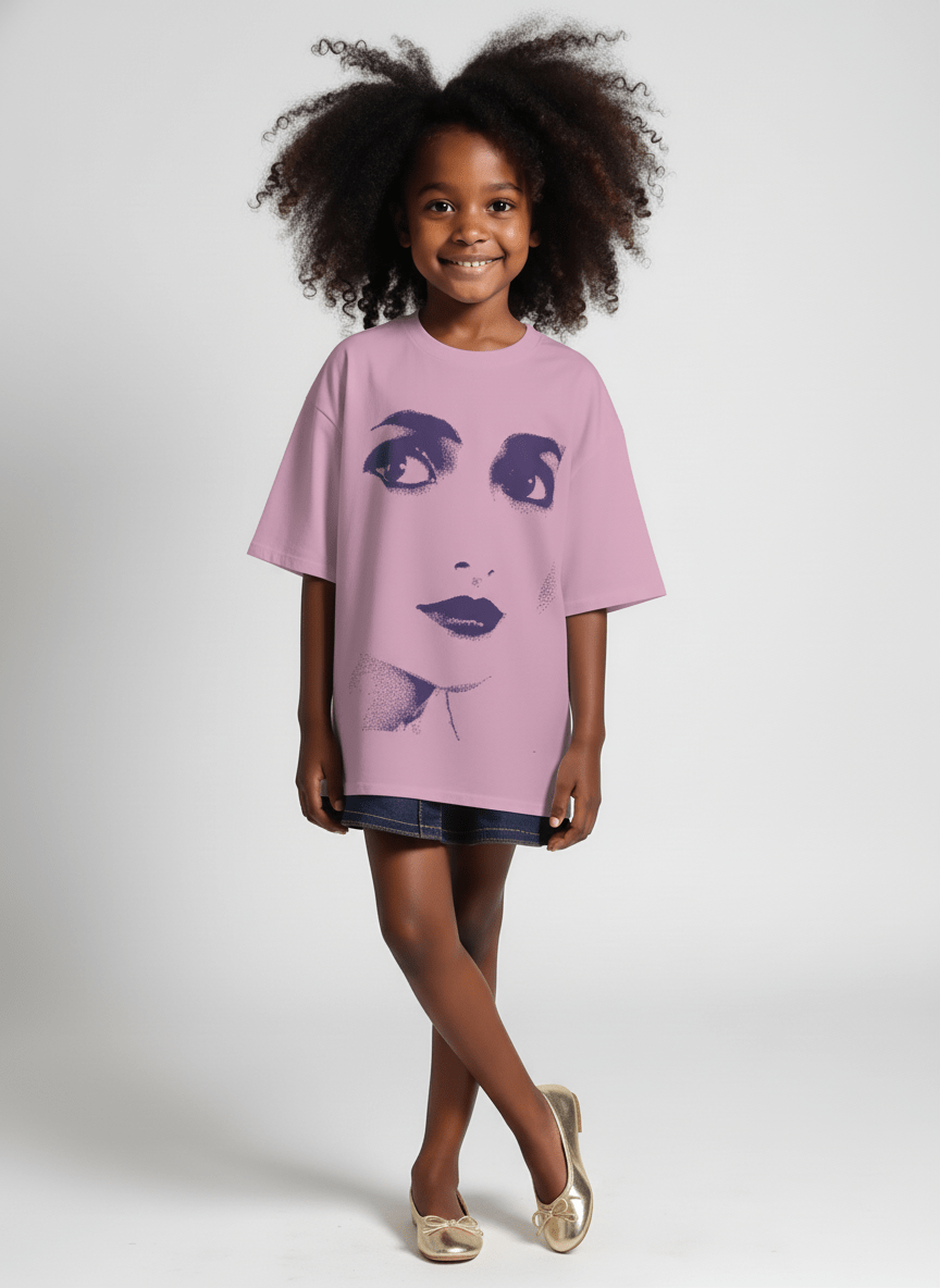 DOLLY Face Lilac Violet Crewneck Short Sleeve