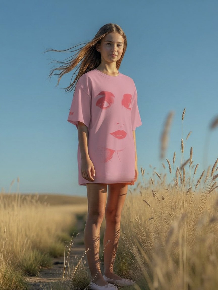 DOLLY Face Bubblegum pink Hotpink Crewneck Short Sleeve