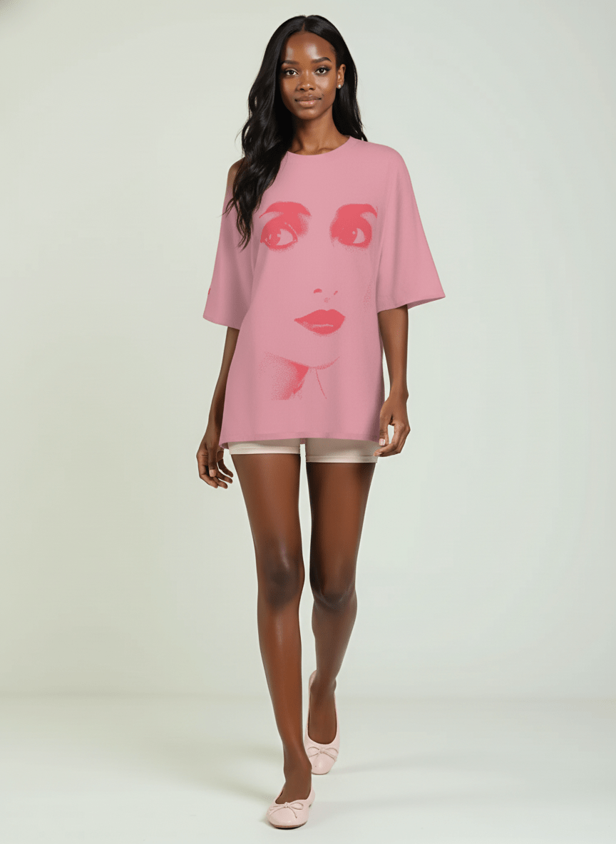 DOLLY Face Bubblegum pink Hotpink Crewneck Short Sleeve