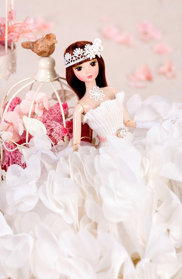 DOLLY® FLOWER DOLL WITH WHITE FLOWER TUTU DRESS - Bjd 12 joints 12 inch 30 cm 1/6 scale fashion doll