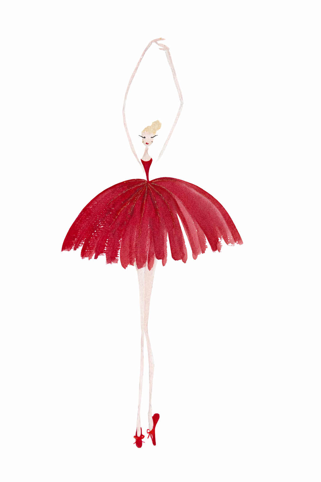 DOLLY Red Ballerina Watercolor Art Print