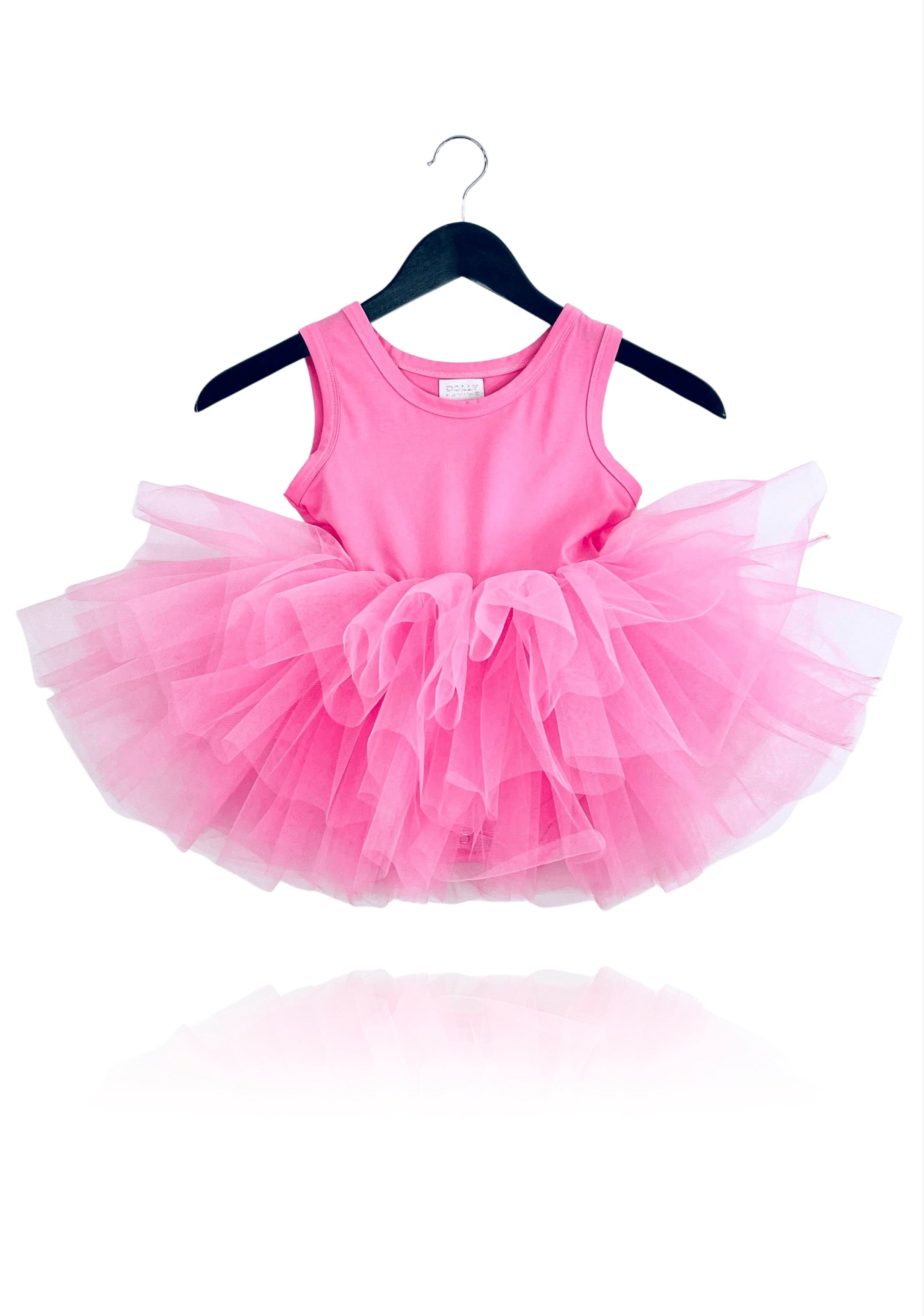 DOLLY PINK PLEASE! TIMELESS COTTON TUTU DRESS Aurora Bubblegum pink