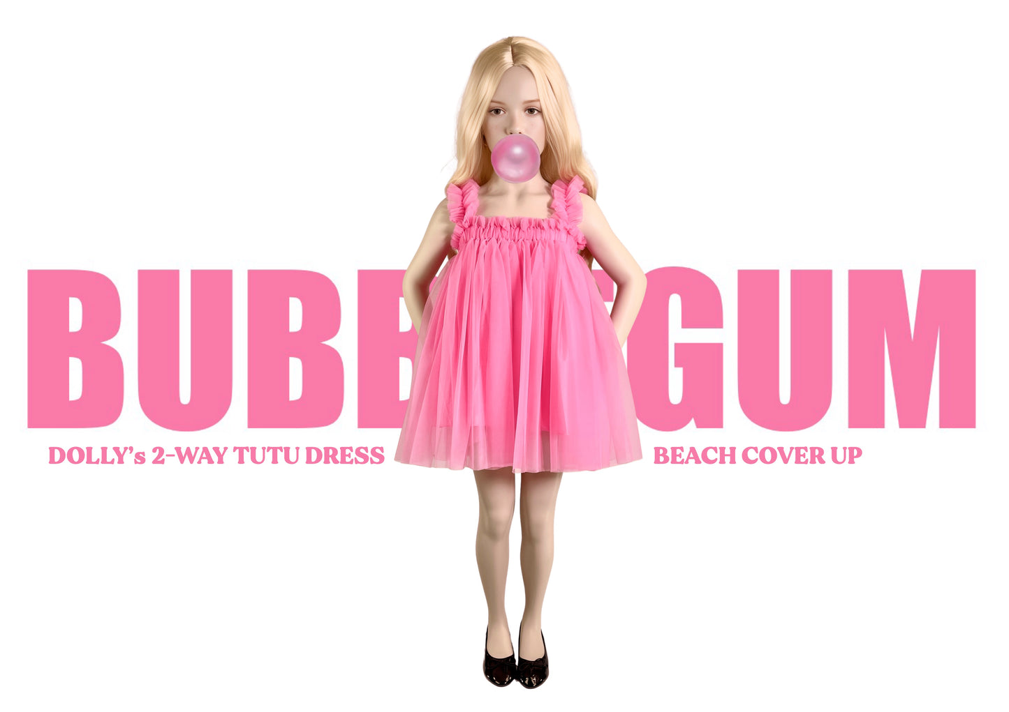 DOLLY PINK PLEASE! 2 WAY TUTU DRESS BEACH COVER UP Aurora Bubblegum pink