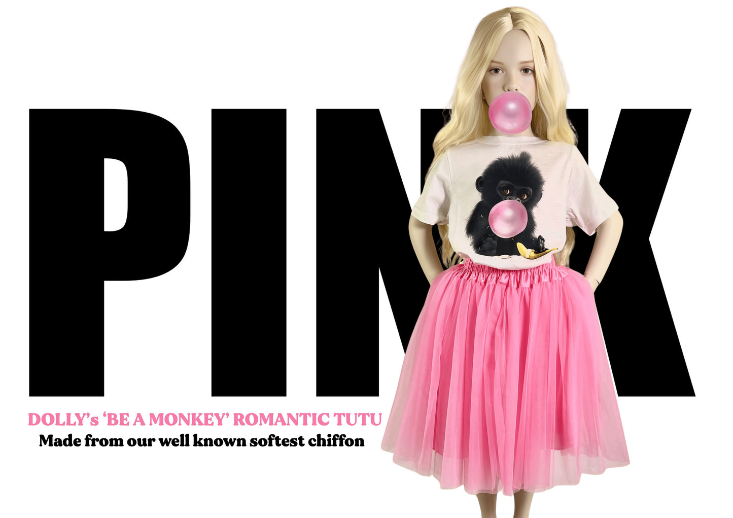 DOLLY PINK PLEASE! BE A MONKEY TUTU Aurora Bubblegum pink