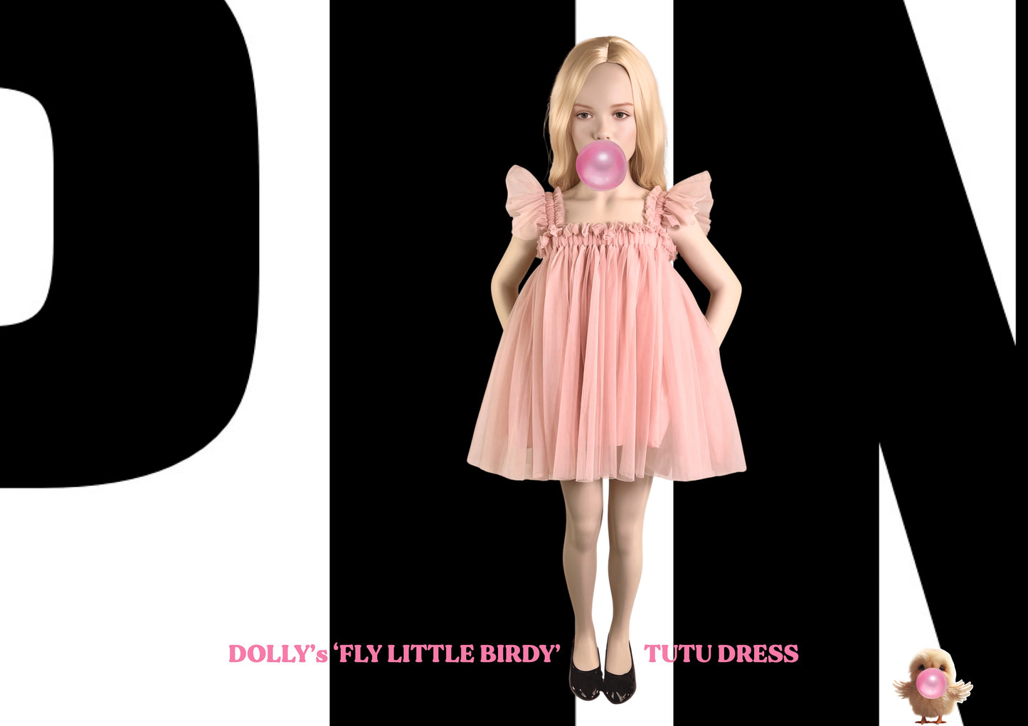 DOLLY PINK PLEASE! FLY LITTLE BIRDY TUTU DRESS Ballet pink