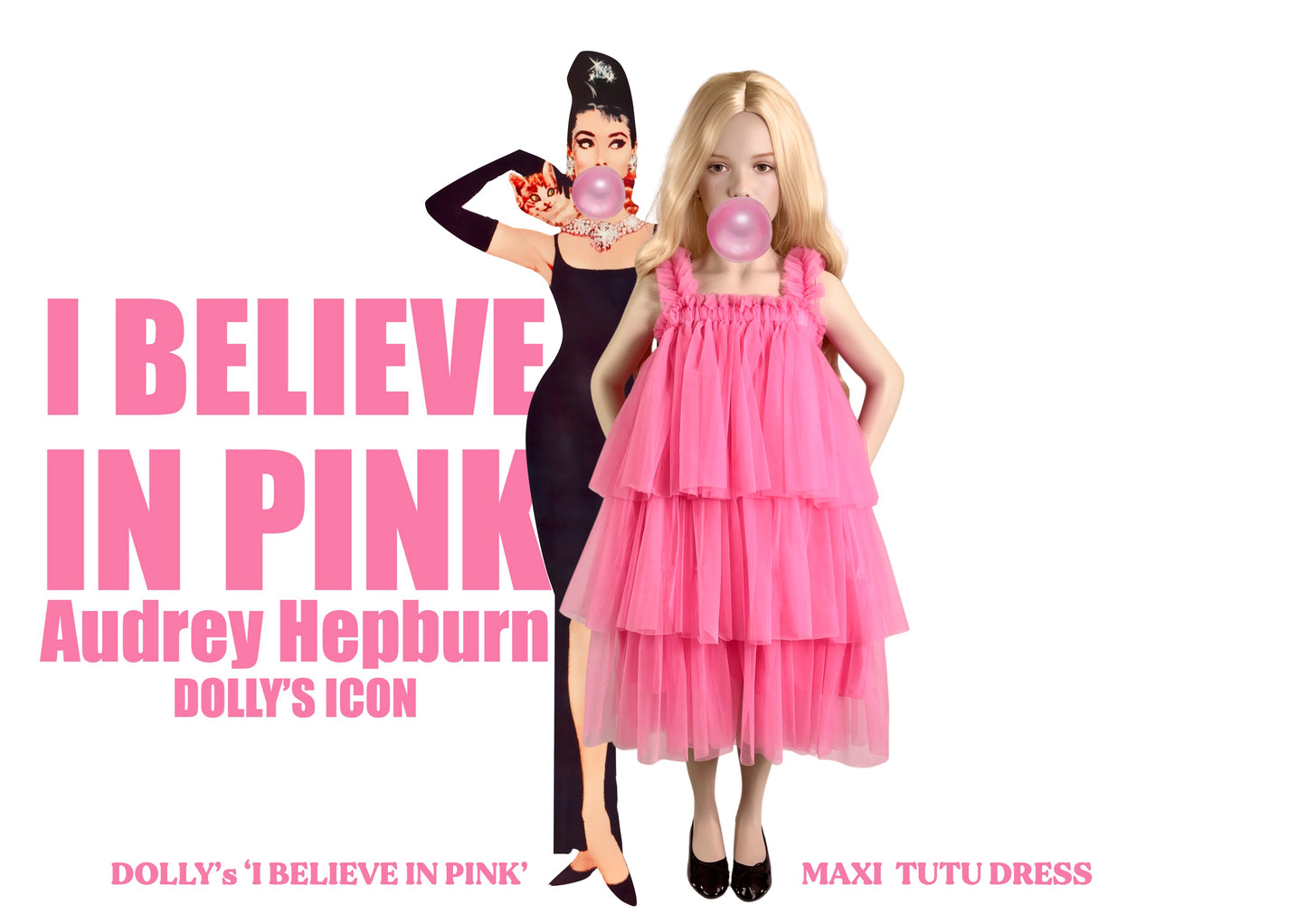 DOLLY PINK PLEASE! 'I BELIEVE IN PINK' MAXI DRESS Aurora Bubblegum pink