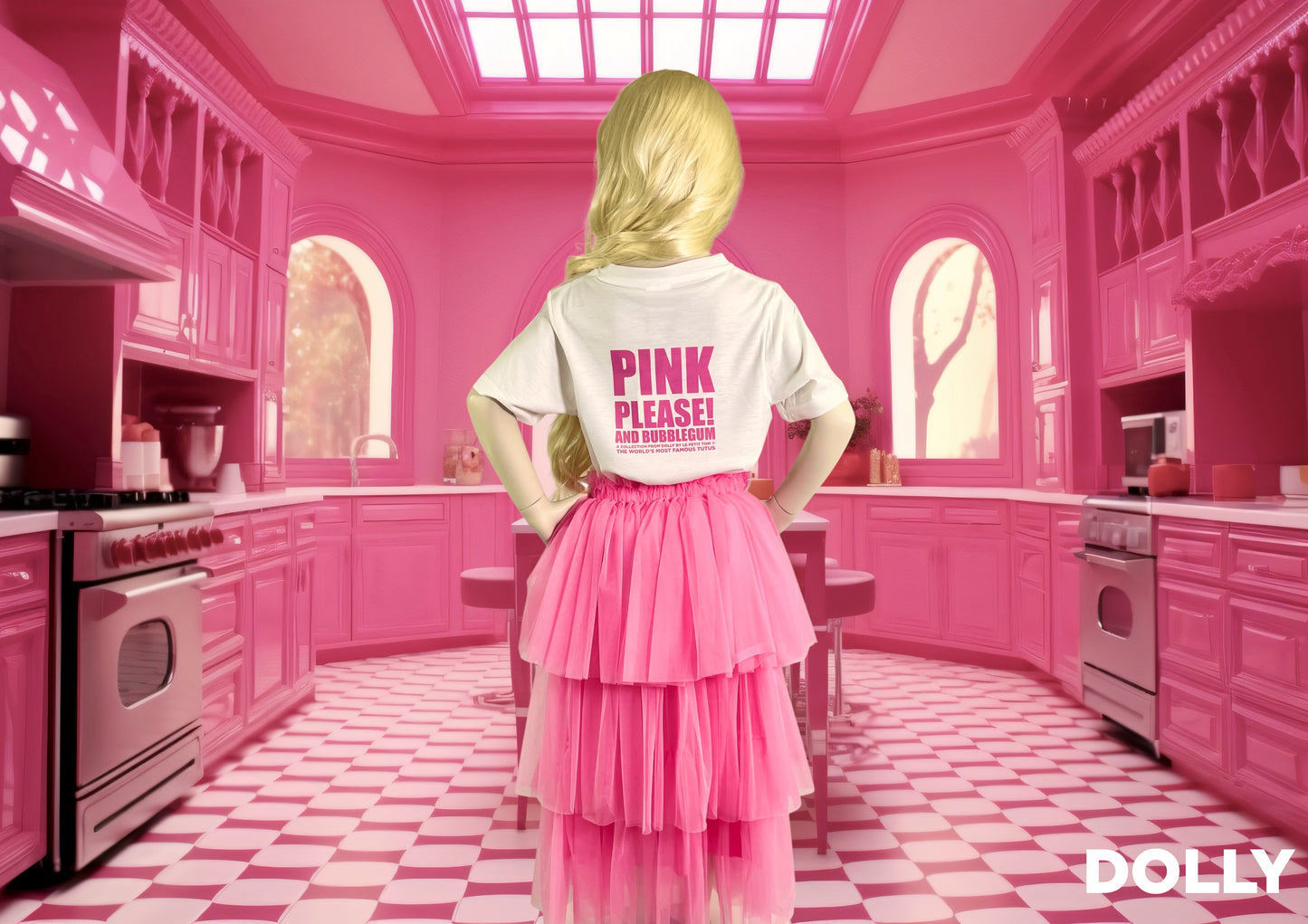DOLLY PINK PLEASE! 'I BELIEVE IN PINK' MAXI DRESS Aurora Bubblegum pink