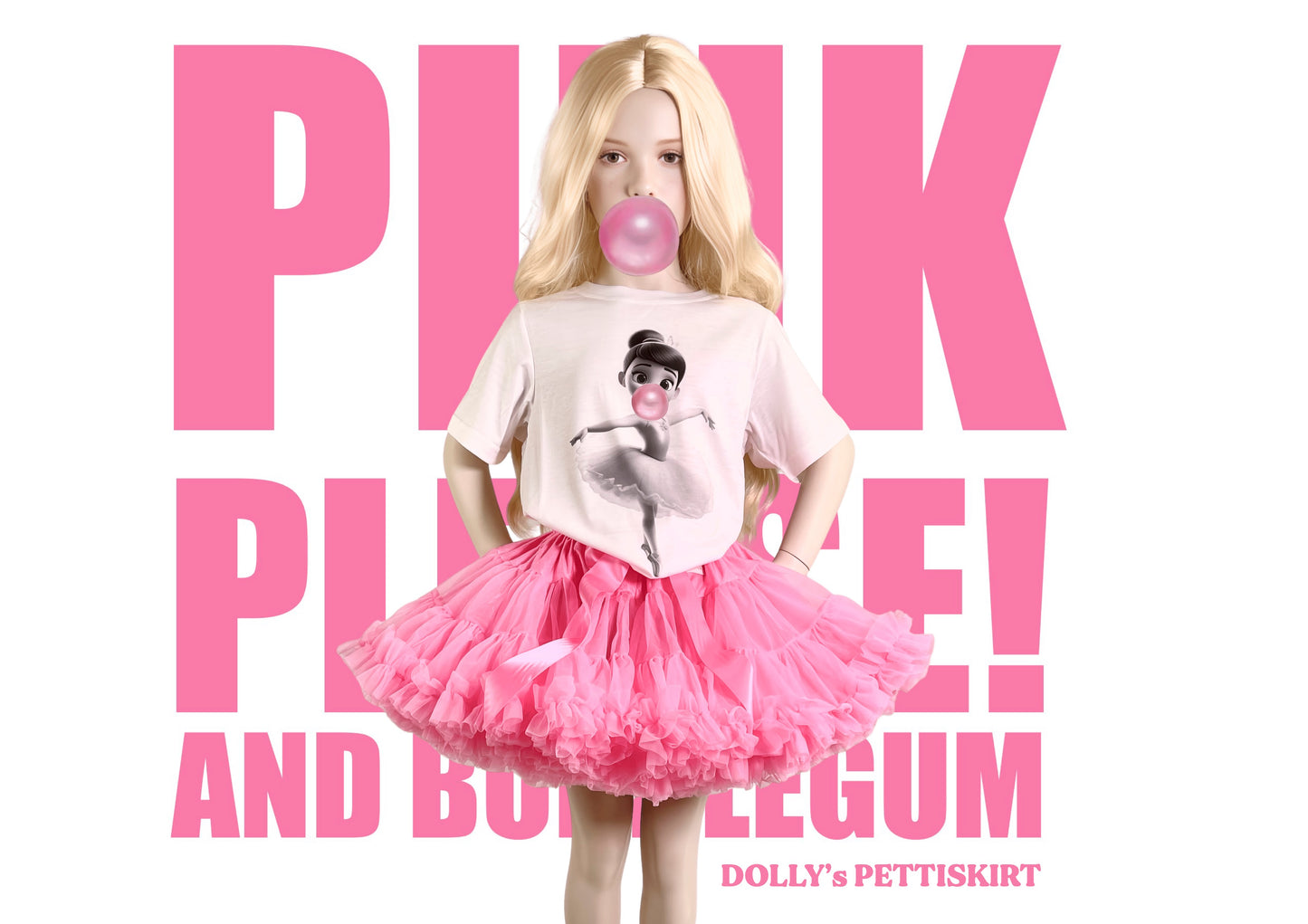DOLLY PINK PLEASE! PETTISKIRT Aurora Bubblegum pink