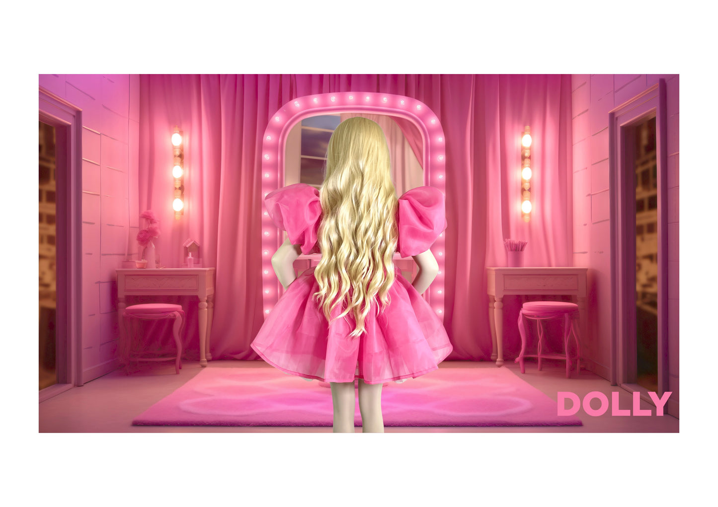 DOLLY PINK PLEASE! V-BACK PUFF SLEEVE ORGANZA TUTU DRESS Aurora Bubblegum pink