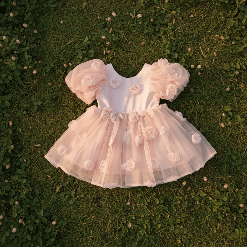 DOLLY® THE ROSE GARDEN TULLE V-BACK PUFF DRESS dollypink