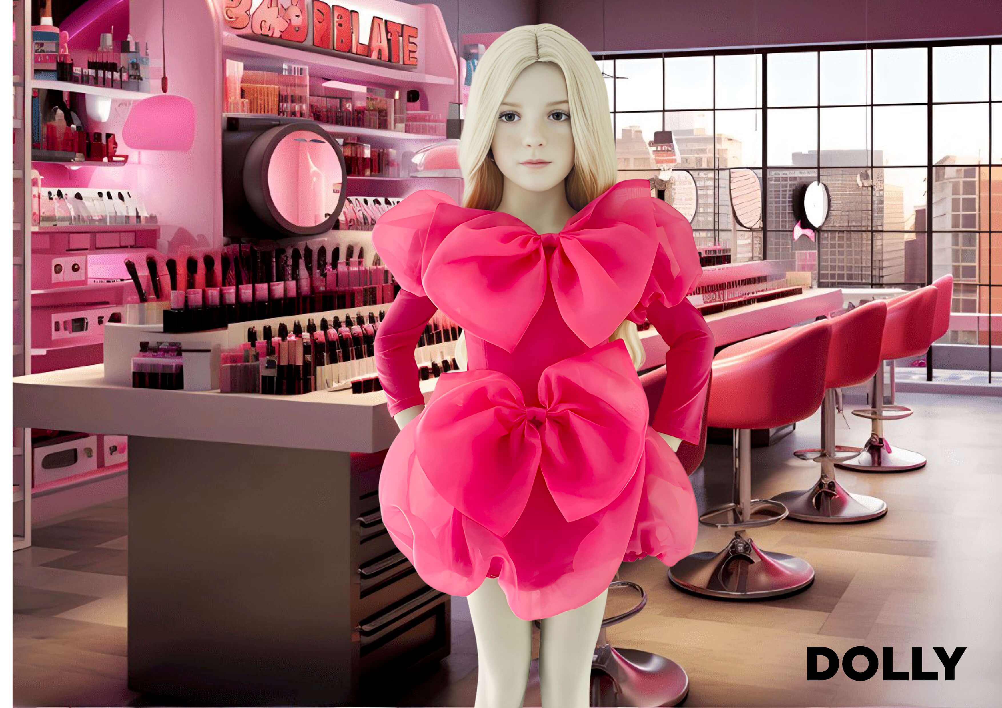 DOLLY WORLD BIG BOW PUFF BALLOON ORGANZA SKIRT barbiepink