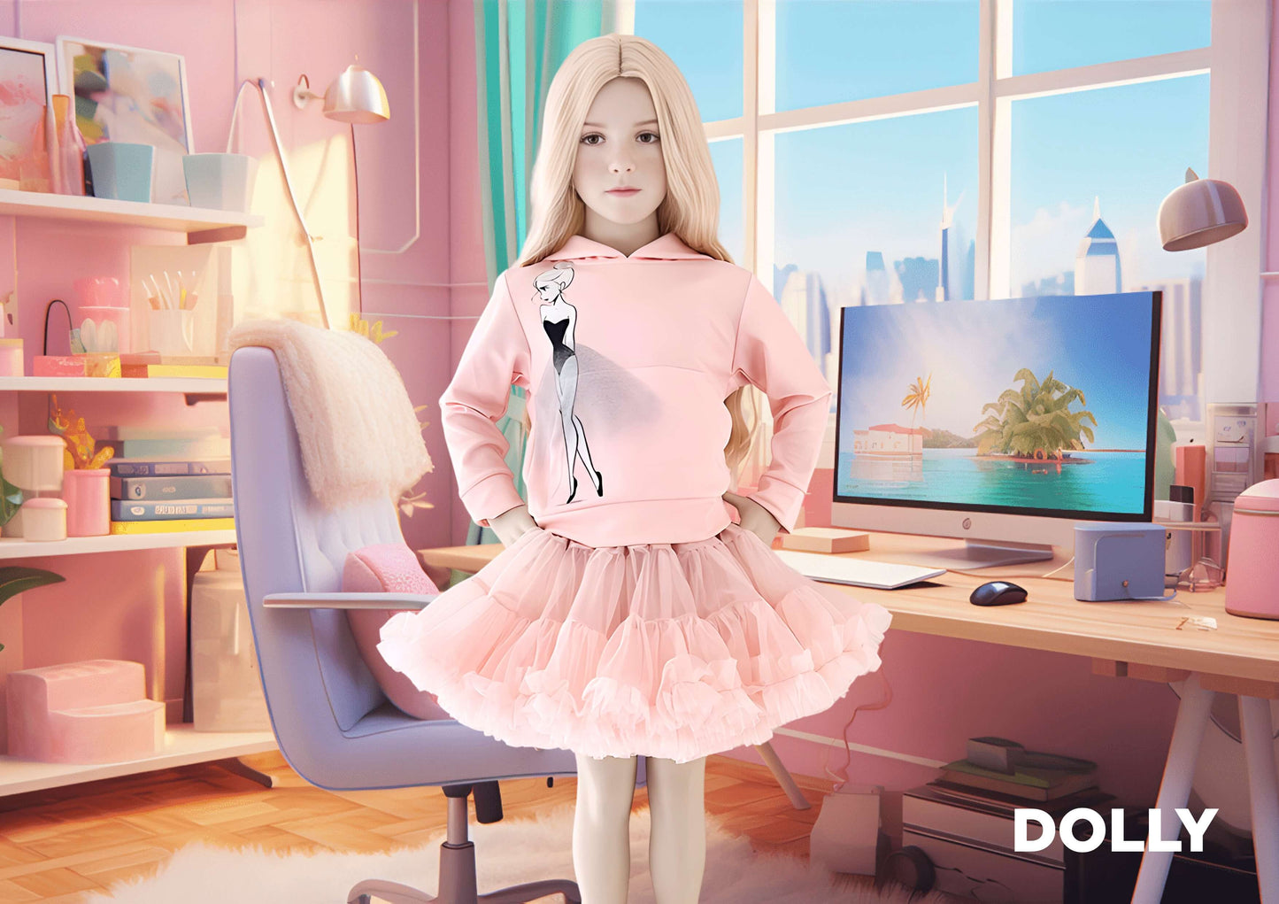 DOLLY DOODLING Ballerina Dolly pink Kids Hoodie