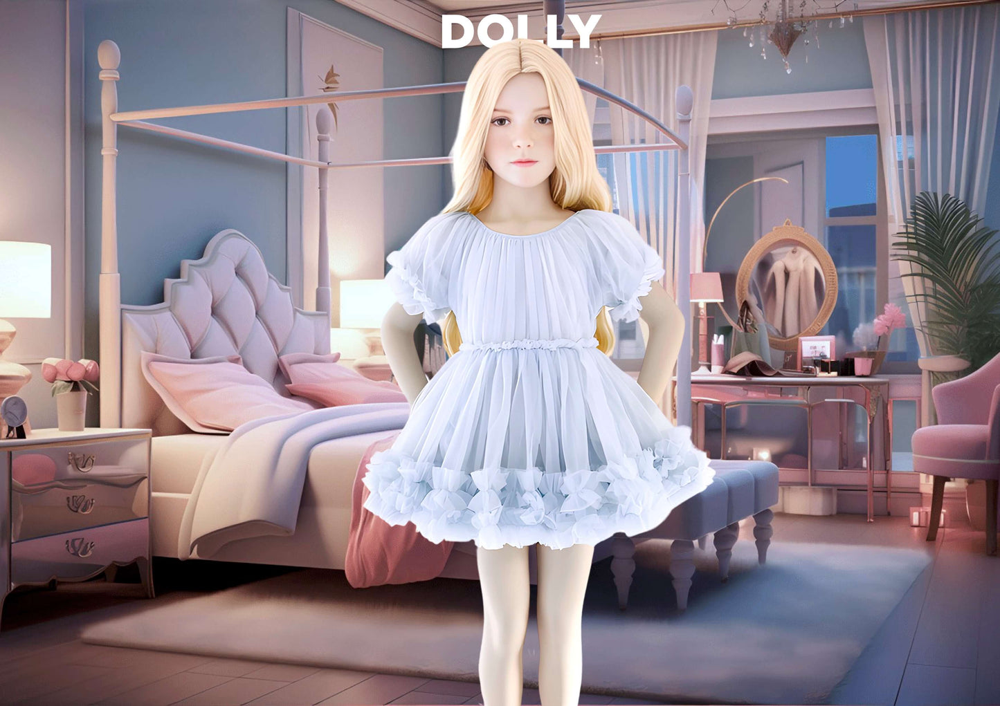 VESTIDO CON VOLANTES DOLLY by Le Petit Tom ® azul claro