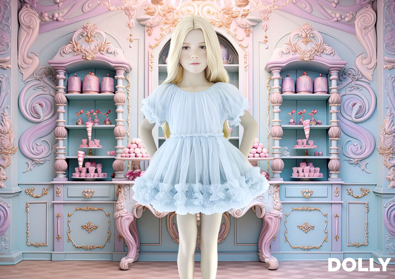 VESTIDO CON VOLANTES DOLLY by Le Petit Tom ® azul claro