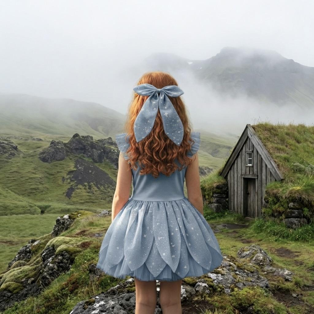 DOLLY® The Elves of Iceland Elf Petal Hairbow clip misty blue